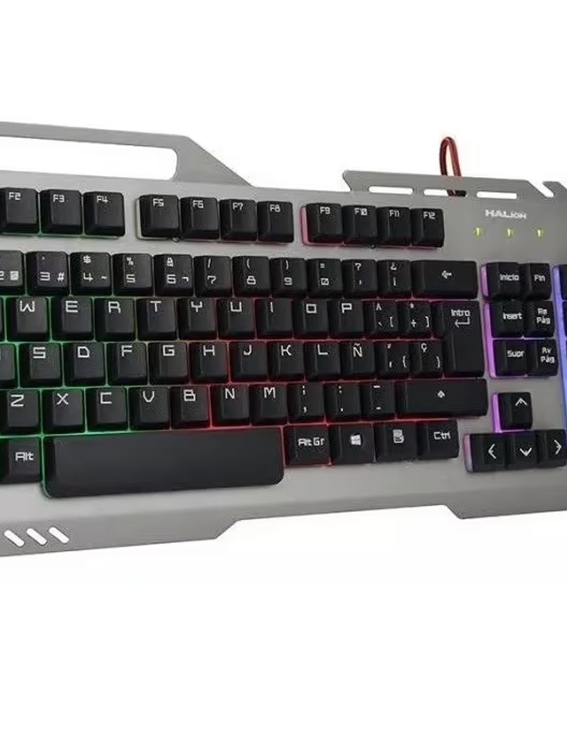 TECLADO GAMER HALION STEEL HA-K938 METÁLICO - RETROILUMINACIÓN ARCOÍRIS - PANEL DE METAL - USB 2.0 3