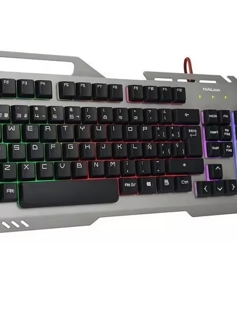 TECLADO GAMER HALION STEEL HA-K938 METÁLICO - RETROILUMINACIÓN ARCOÍRIS - PANEL DE METAL - USB 2.0 3