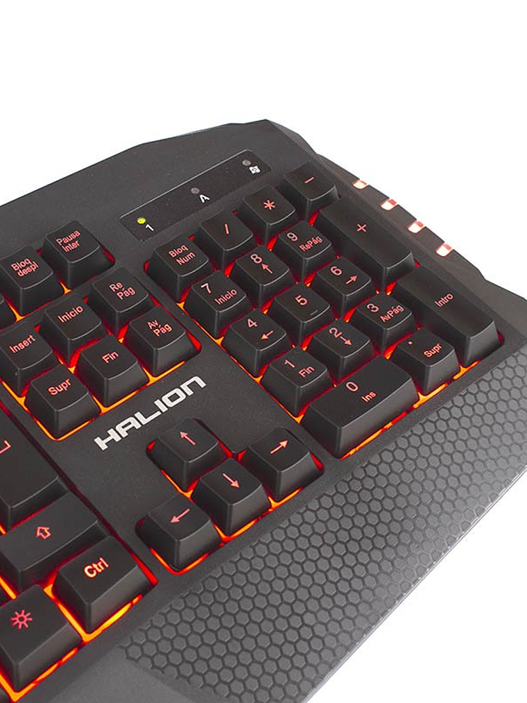 TECLADO GAMER HALION ULTRON HA-K635 LED TRICOLOR - TECLAS ALTAS - WATERPROOF - MULTIMEDIA 3