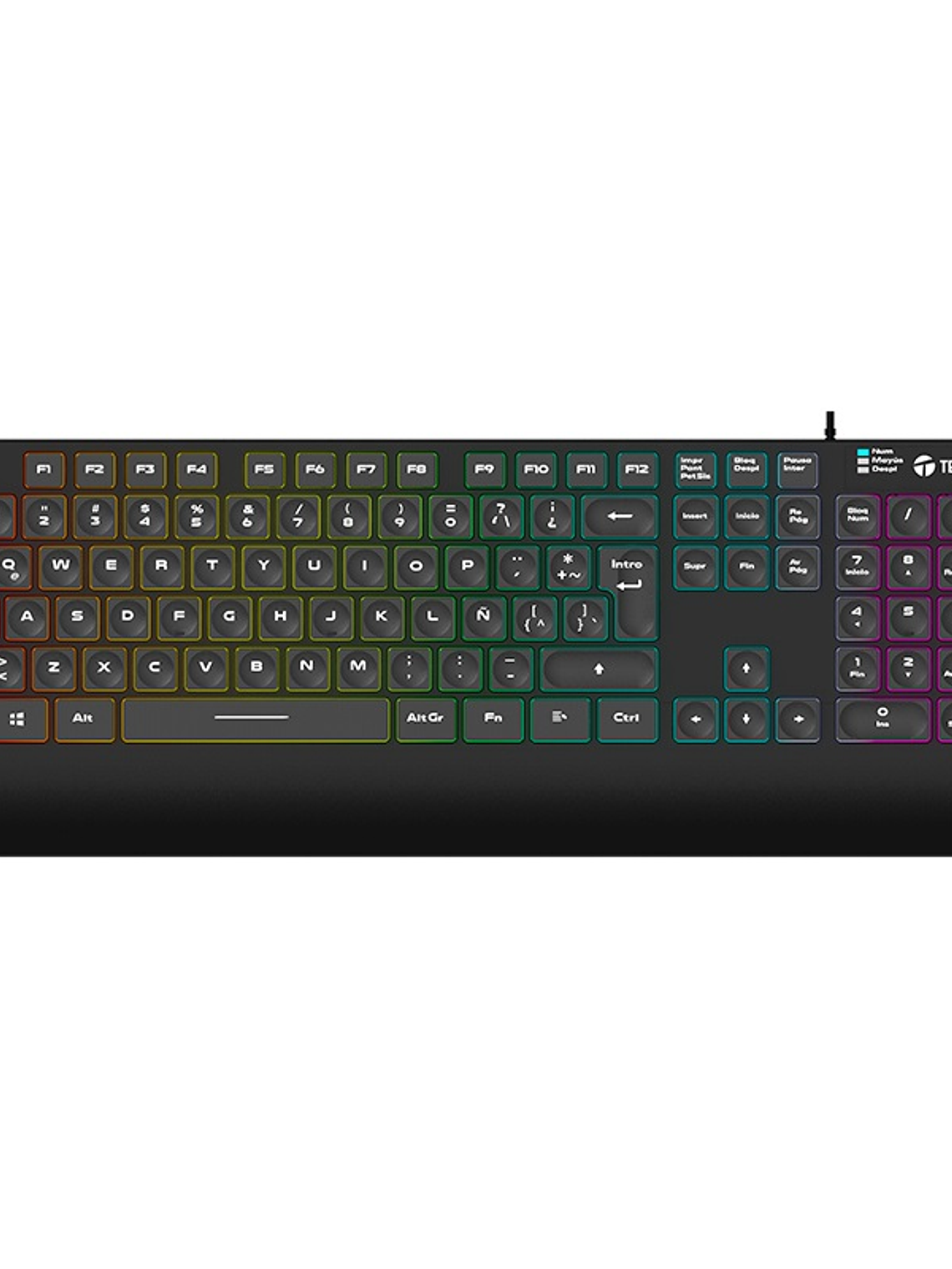 TECLADO GAMER TEROS TE-4141N SLIM RETROILUMINADO RGB - 105 TECLAS - USB ESPAÑOL - DISEÑO DELGADO 1
