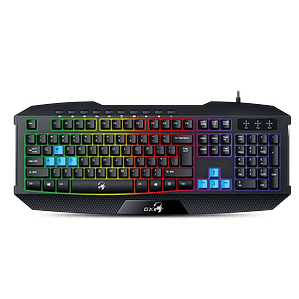 TECLADO GAMER SCORPION K215 RETROILUMINADO ARCOÍRIS - 7 COLORES - 10 TECLAS MULTIMEDIA - USB 1.5M