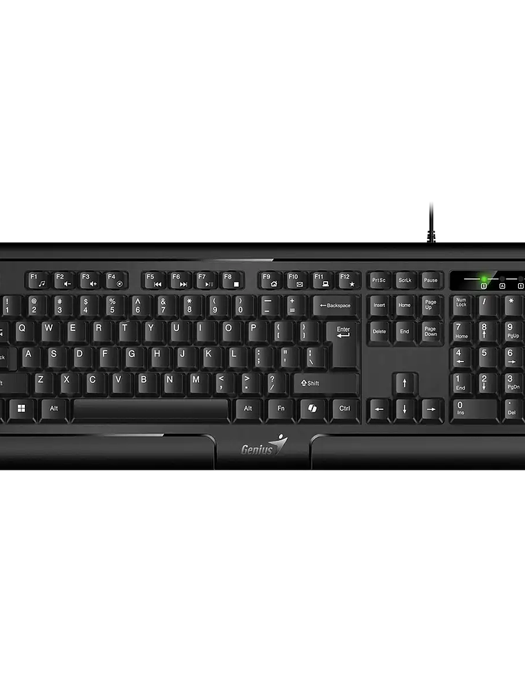 TECLADO GENIUS KB-118 II USB CON REPOSAMUÑECAS - TECLA AI COPILOT - 12 MULTIMEDIA - PERFIL BAJO ERGONÓMICO 3