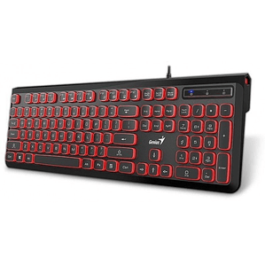 TECLADO GENIUS SLIMSTAR 260 USB MULTIMEDIA - TECLAS DUAL COLOR NEGRO/ROJO - 12 FN MULTIMEDIA - ESCRITURA SILENCIOSA