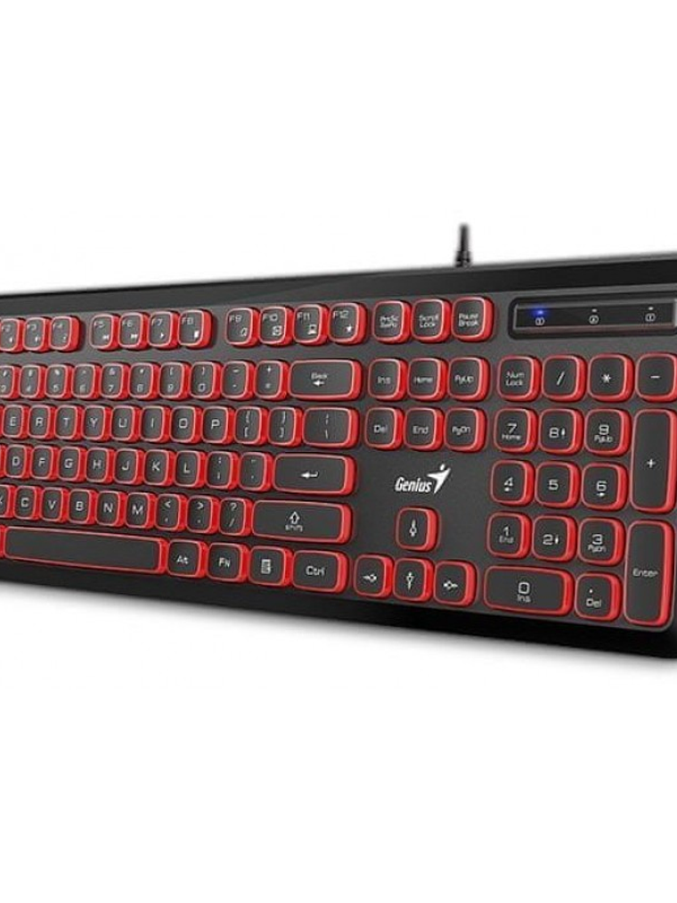 TECLADO GENIUS SLIMSTAR 260 USB MULTIMEDIA - TECLAS DUAL COLOR NEGRO/ROJO - 12 FN MULTIMEDIA - ESCRITURA SILENCIOSA 1