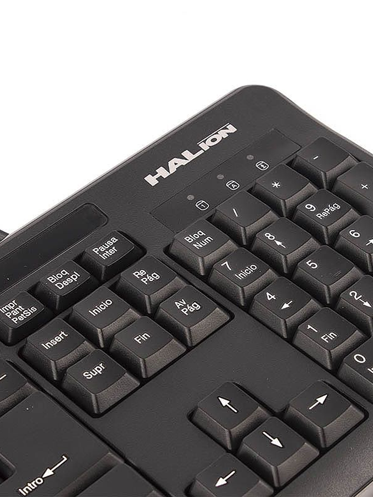 Teclado USB Multimedia Halion HA-K613 Office Negro Resistente al Agua 4