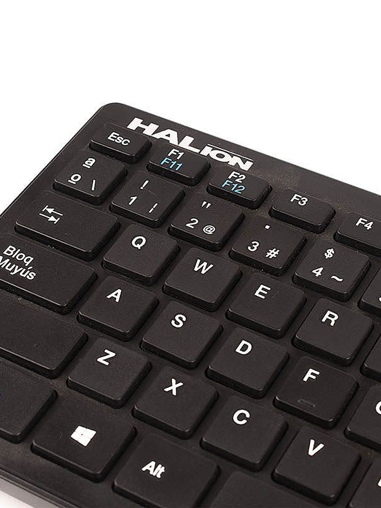Teclado Mini USB Halion HA-K126 Office Negro de 78 Teclas para Windows 3
