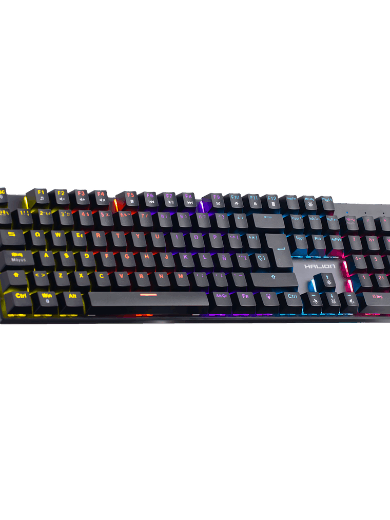 Teclado Mecánico Halion KM203 Comanche 105 Switch Rojo LED Rainbow USB – 26 Teclas Anti-Ghosting 1