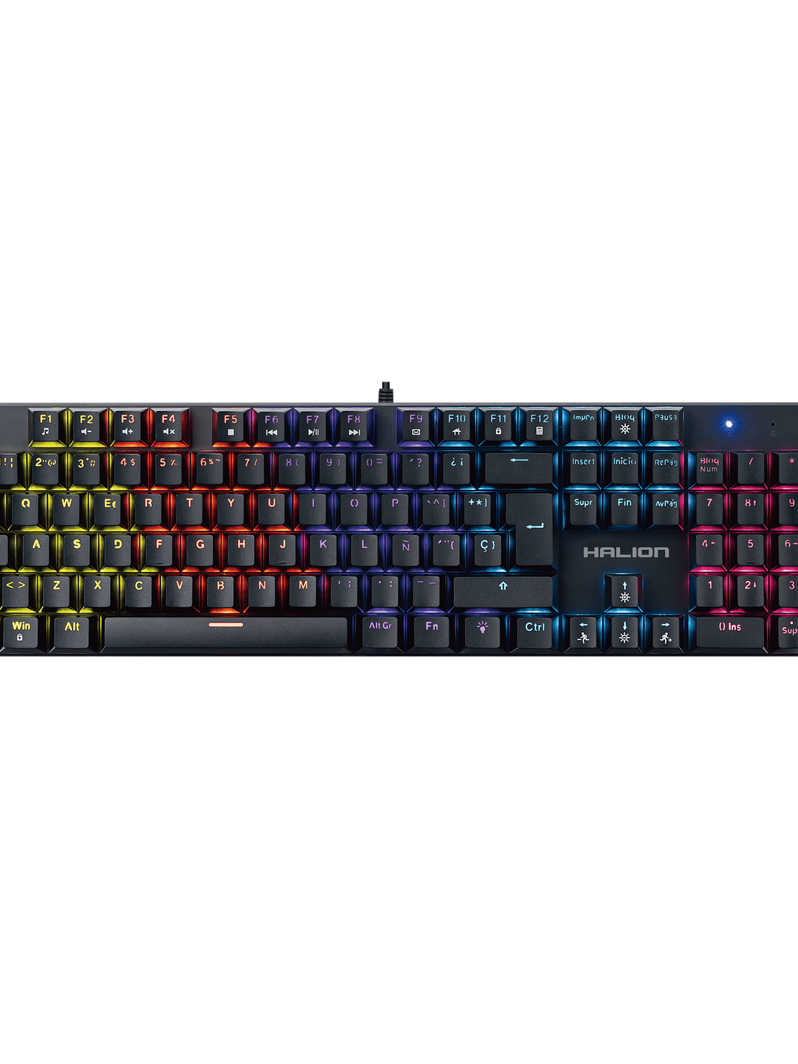 Teclado Mecánico Halion KM203 Comanche 105 Switch Rojo LED Rainbow USB – 26 Teclas Anti-Ghosting 4