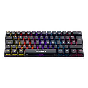 Teclado Mecánico Halion KM201 Comanche 62 Switch Rojo LED Rainbow USB – Compacto 22 Teclas Anti-Ghosting