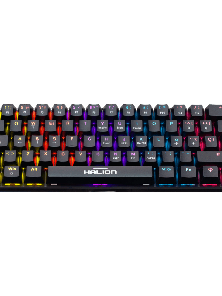 Teclado Mecánico Halion KM201 Comanche 62 Switch Rojo LED Rainbow USB – Compacto 22 Teclas Anti-Ghosting 1