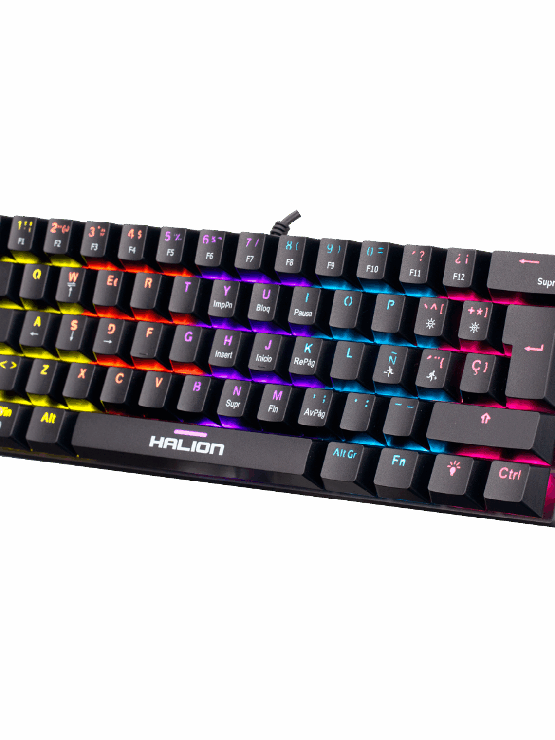 Teclado Mecánico Halion KM201 Comanche 62 Switch Rojo LED Rainbow USB – Compacto 22 Teclas Anti-Ghosting 2