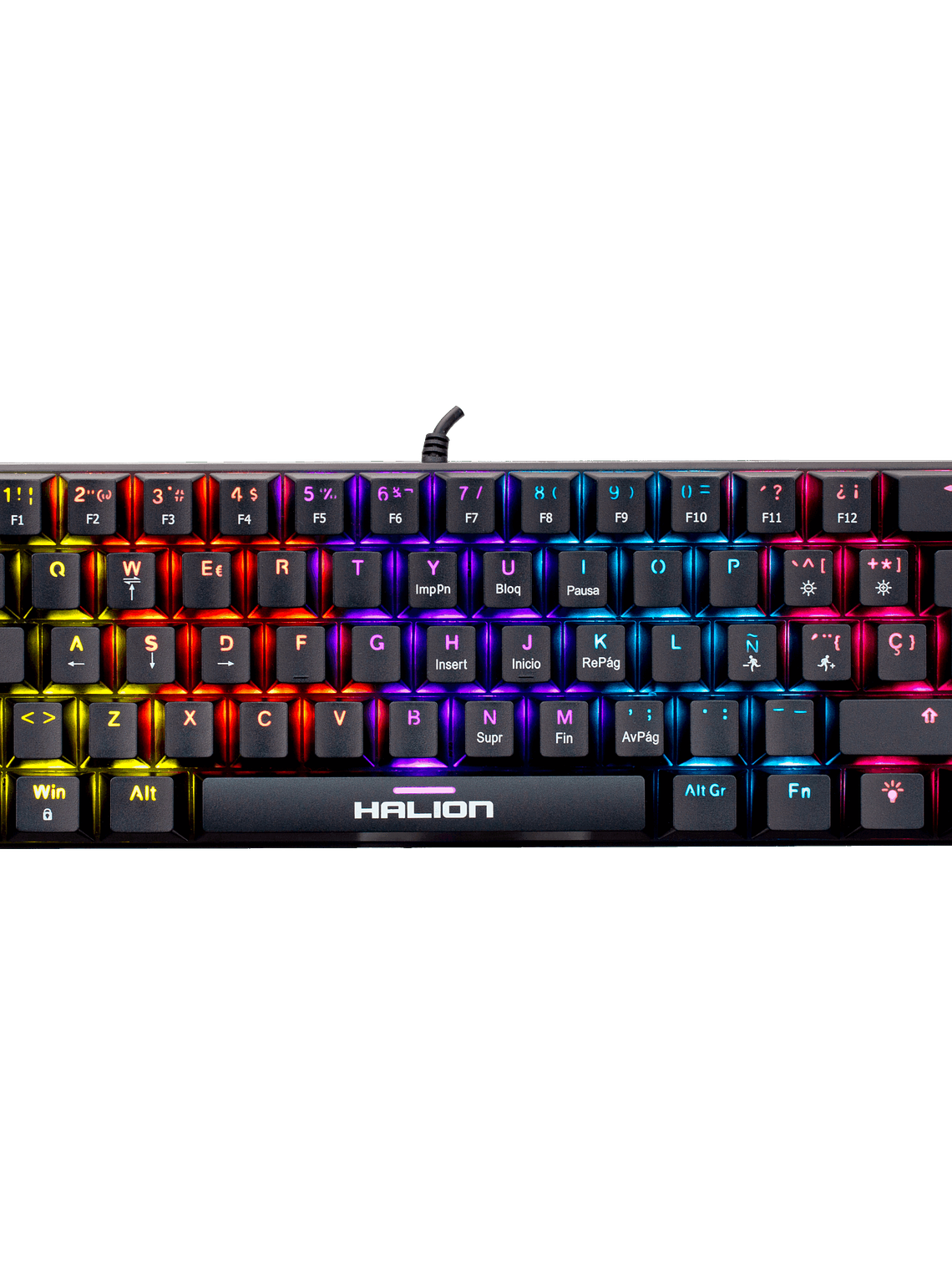 Teclado Mecánico Halion KM201 Comanche 62 Switch Rojo LED Rainbow USB – Compacto 22 Teclas Anti-Ghosting 4
