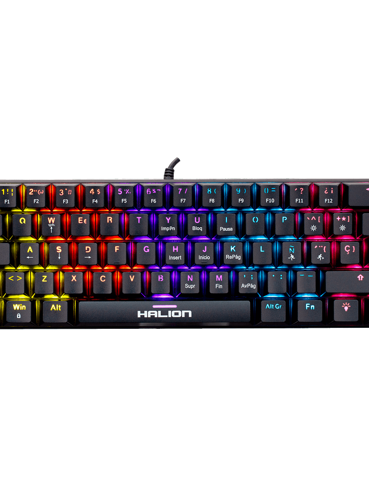 Teclado Mecánico Halion KM201 Comanche 62 Switch Rojo LED Rainbow USB – Compacto 22 Teclas Anti-Ghosting 4