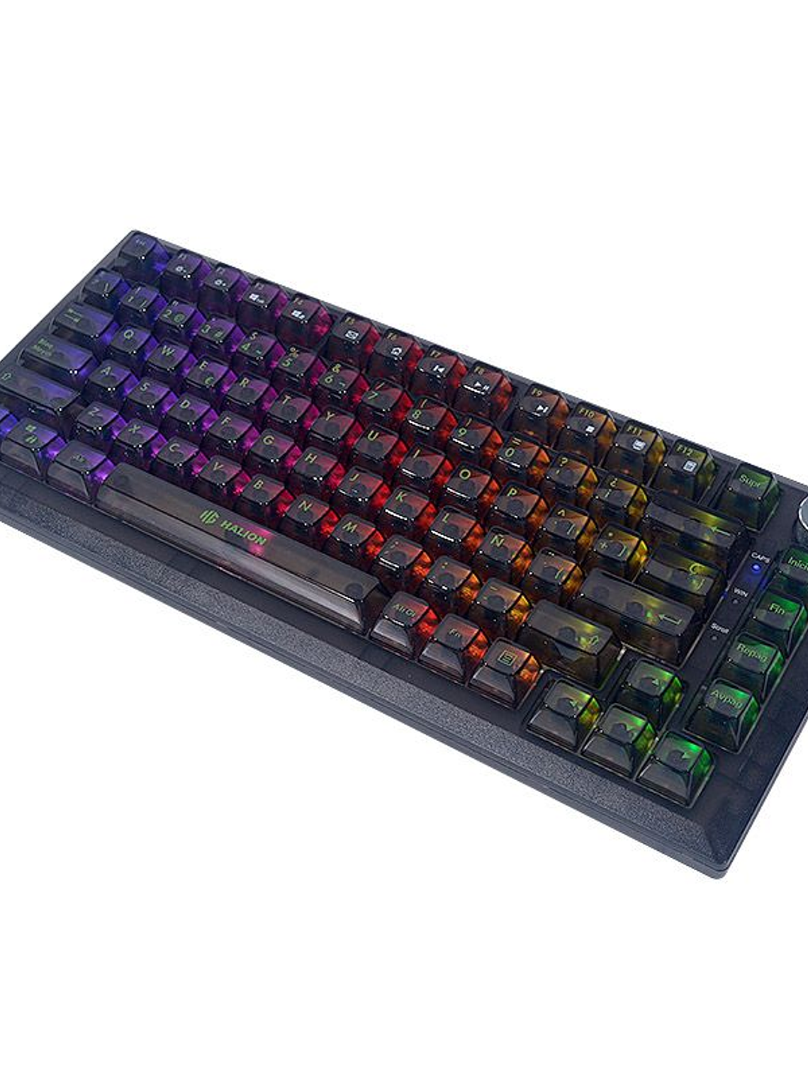 Teclado Gamer Mecánico Halion HA-K751 Gasket 83 Teclas Switch Azul RGB USB-C 3