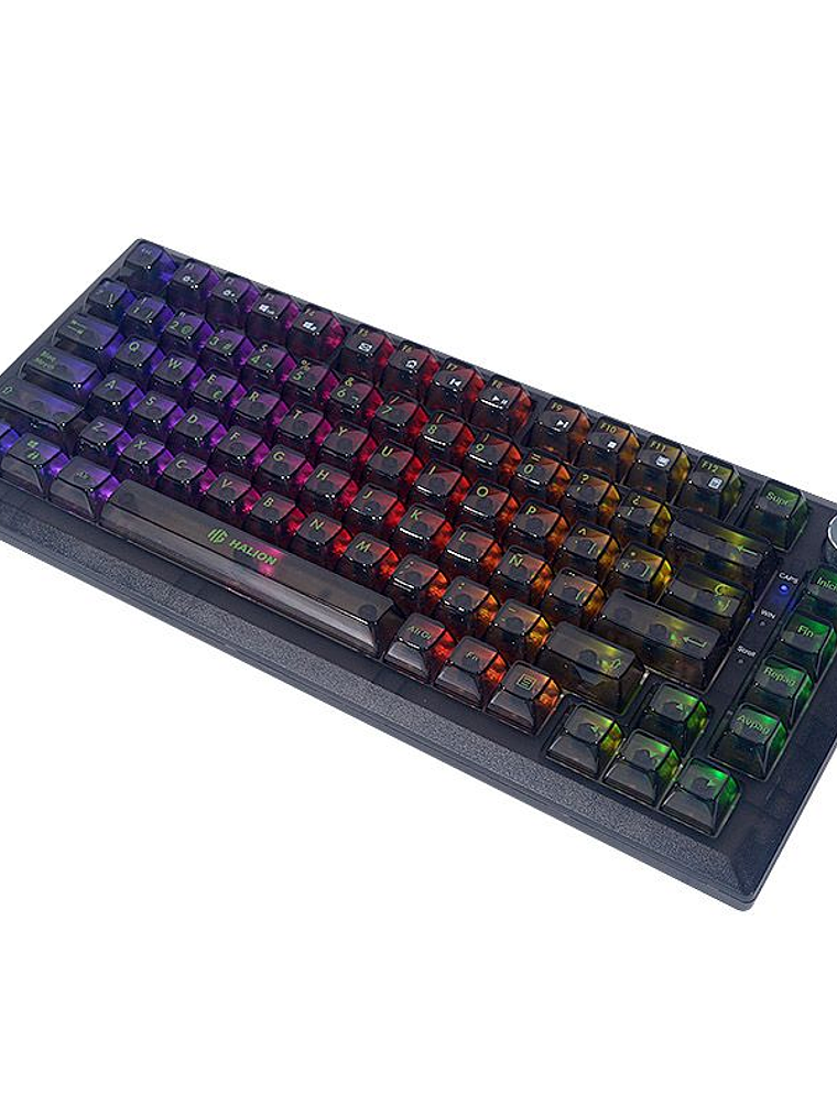 Teclado Gamer Mecánico Halion HA-K751 Gasket 83 Teclas Switch Azul RGB USB-C 3