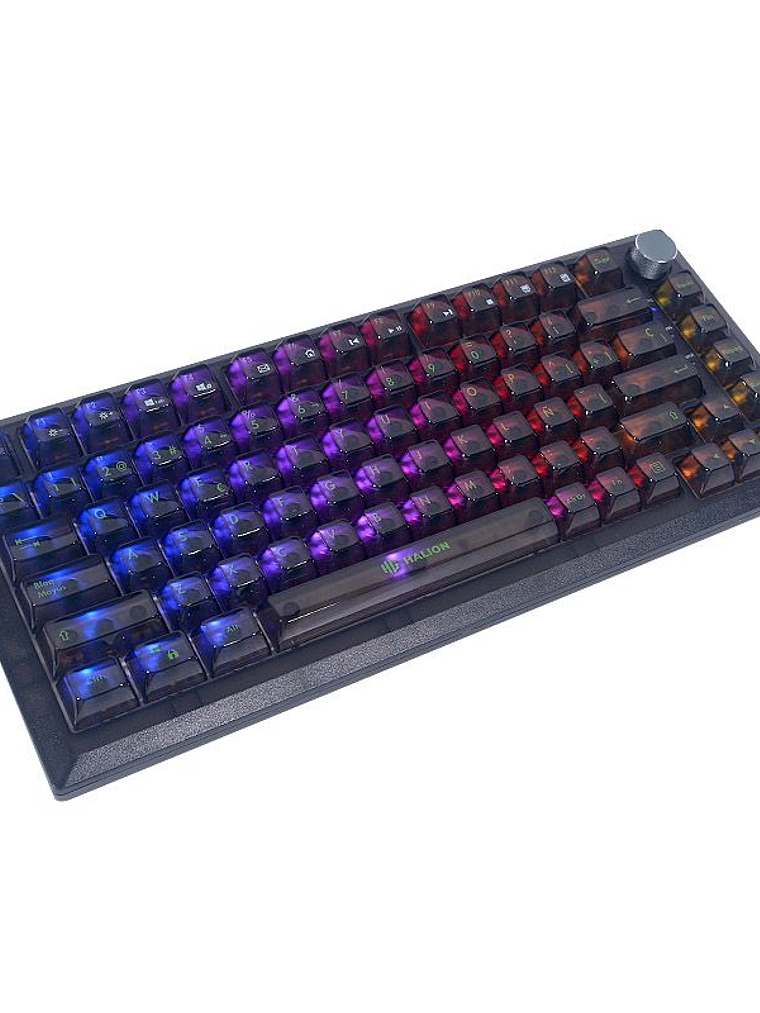 Teclado Gamer Mecánico Halion HA-K751 Gasket 83 Teclas Switch Azul RGB USB-C 4