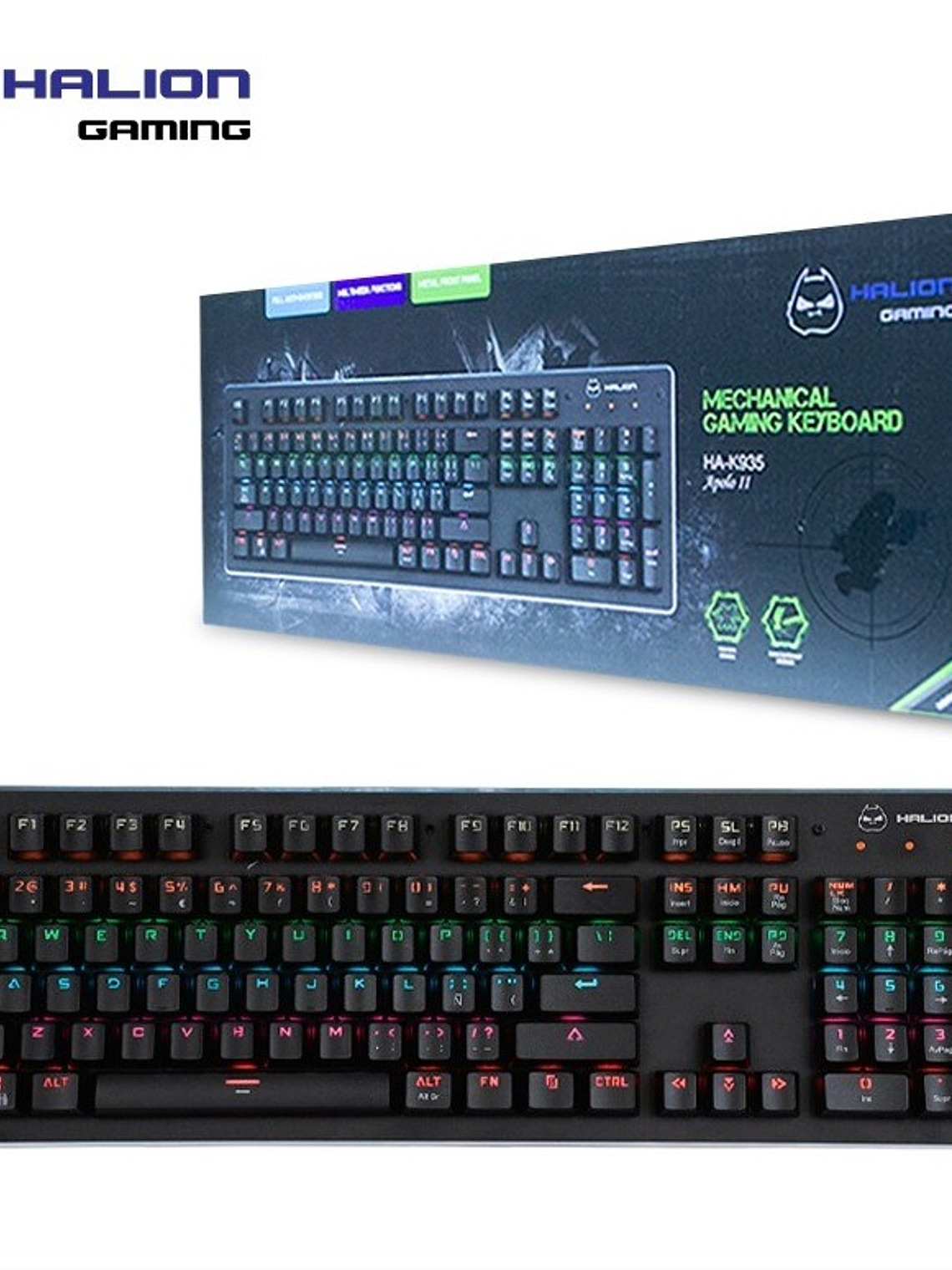 Teclado Gamer Mecánico Halion HA-K935 Apolo II RGB 105 Teclas Outemu Blue USB Anti-Ghosting 4