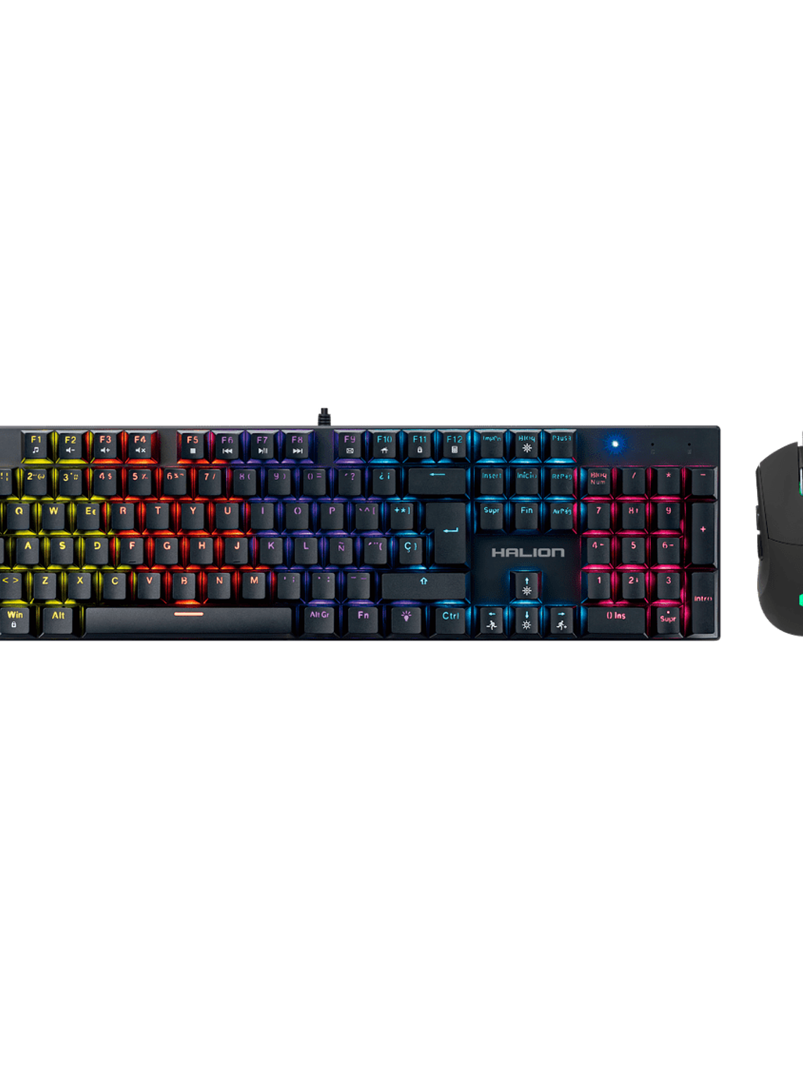Combo Gamer Halion K201C Harrier – Teclado Mecánico RGB 105 Teclas + Mouse RGB 6 Botones USB 1