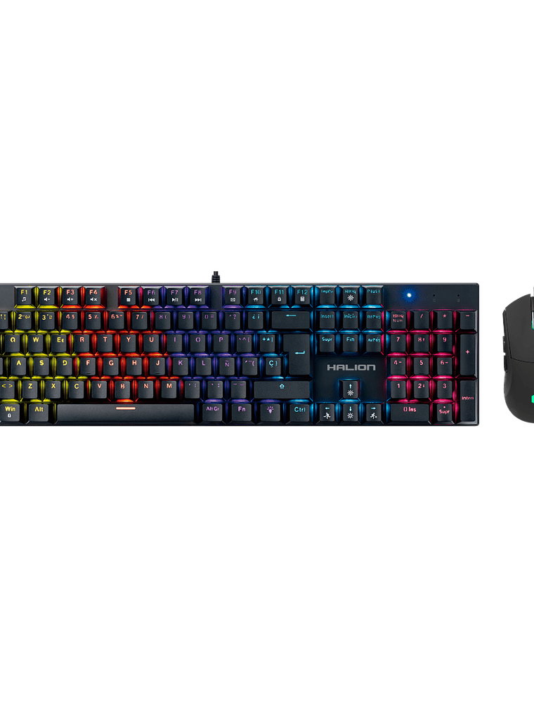 Combo Gamer Halion K201C Harrier – Teclado Mecánico RGB 105 Teclas + Mouse RGB 6 Botones USB 1