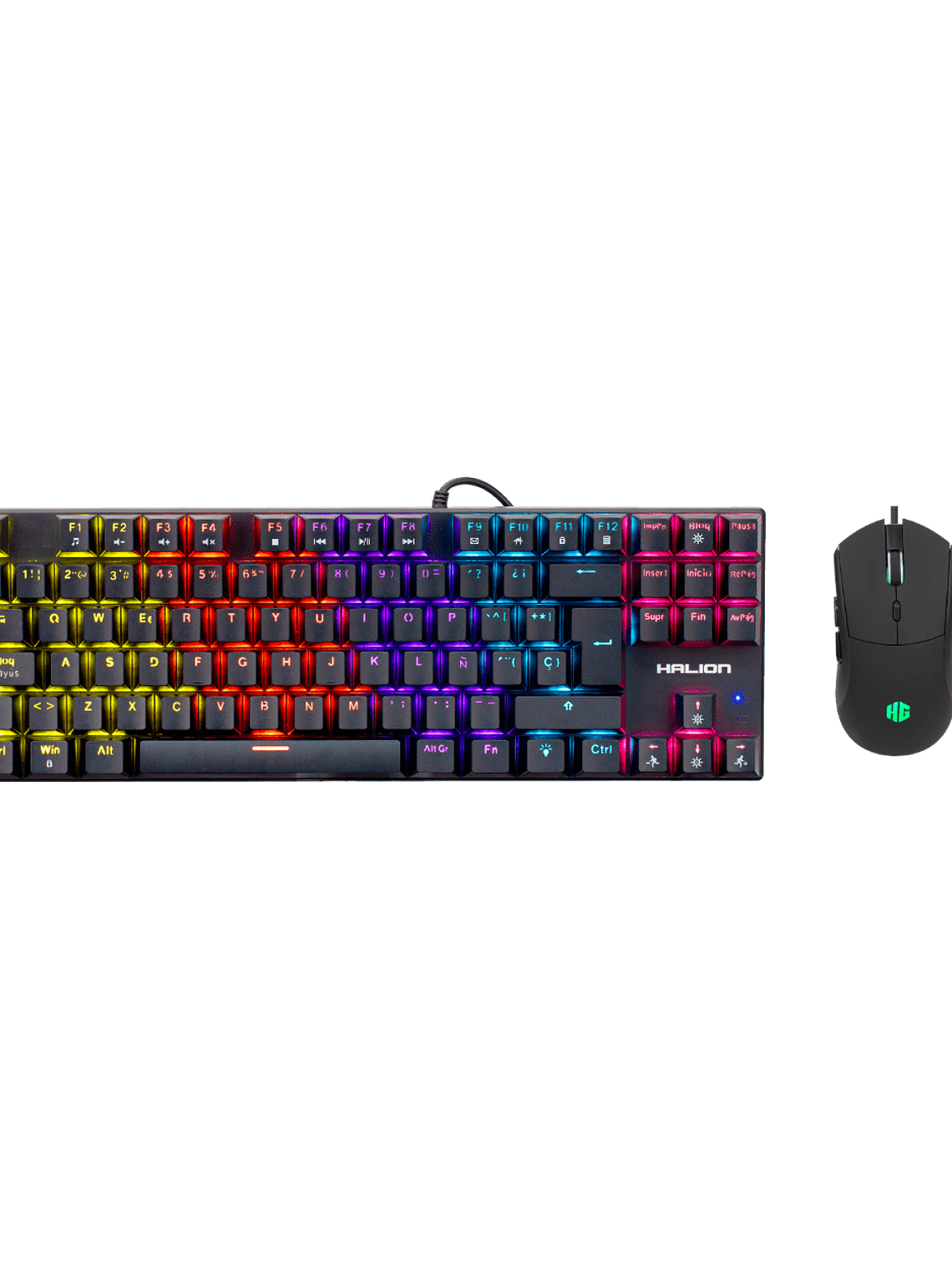 Combo Gamer Halion K203C Mecano – Teclado Mecánico 88 Teclas + Mouse Gamer RGB 6 Botones USB 1