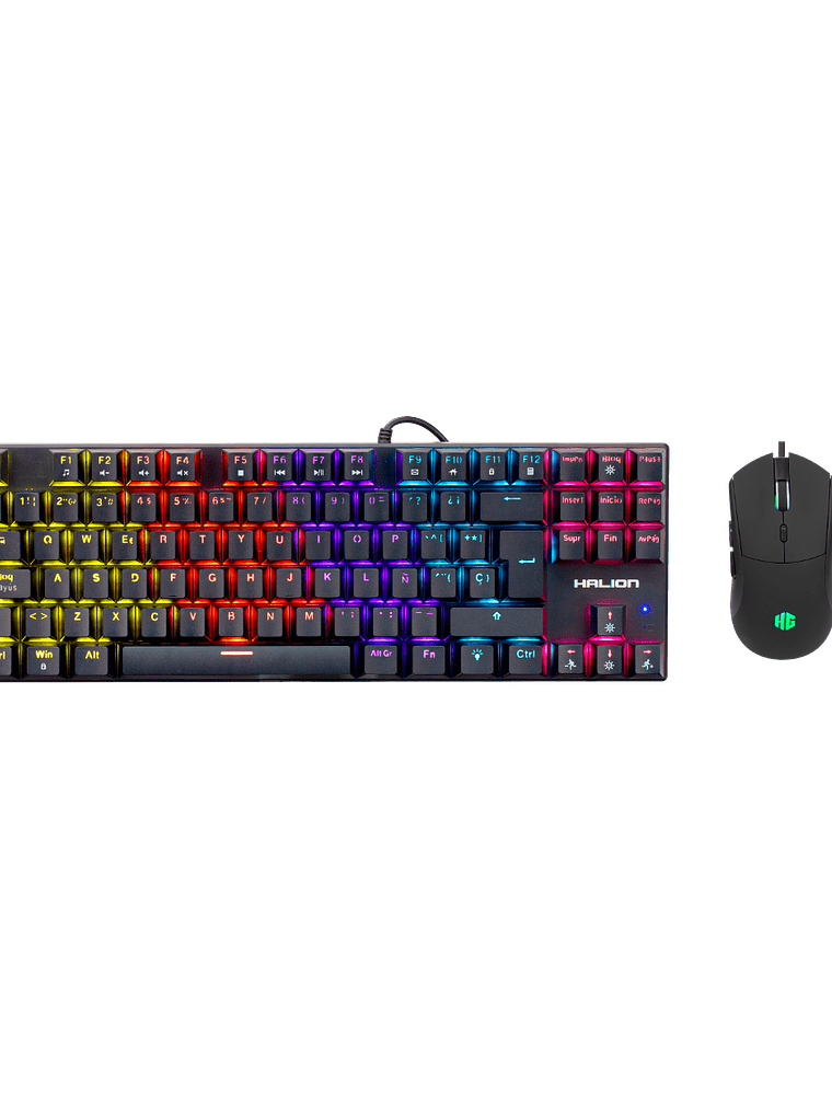 Combo Gamer Halion K203C Mecano – Teclado Mecánico 88 Teclas + Mouse Gamer RGB 6 Botones USB 1