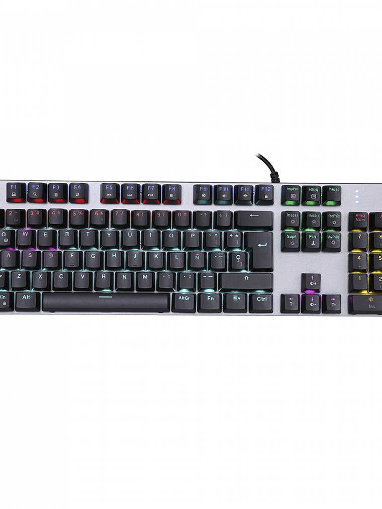 Teclado Mecánico Gamer HP GK400F 106 Teclas Retroiluminación LED Arcoíris Plateado USB 1