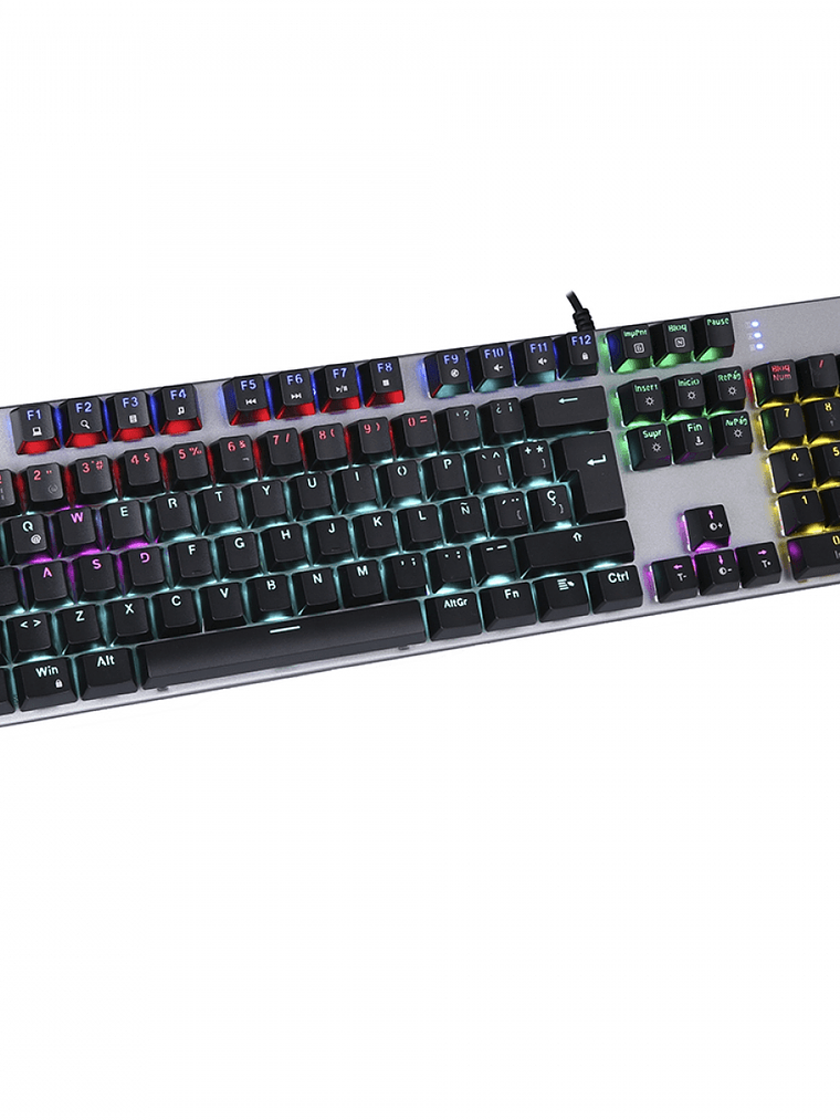 Teclado Mecánico Gamer HP GK400F 106 Teclas Retroiluminación LED Arcoíris Plateado USB 2