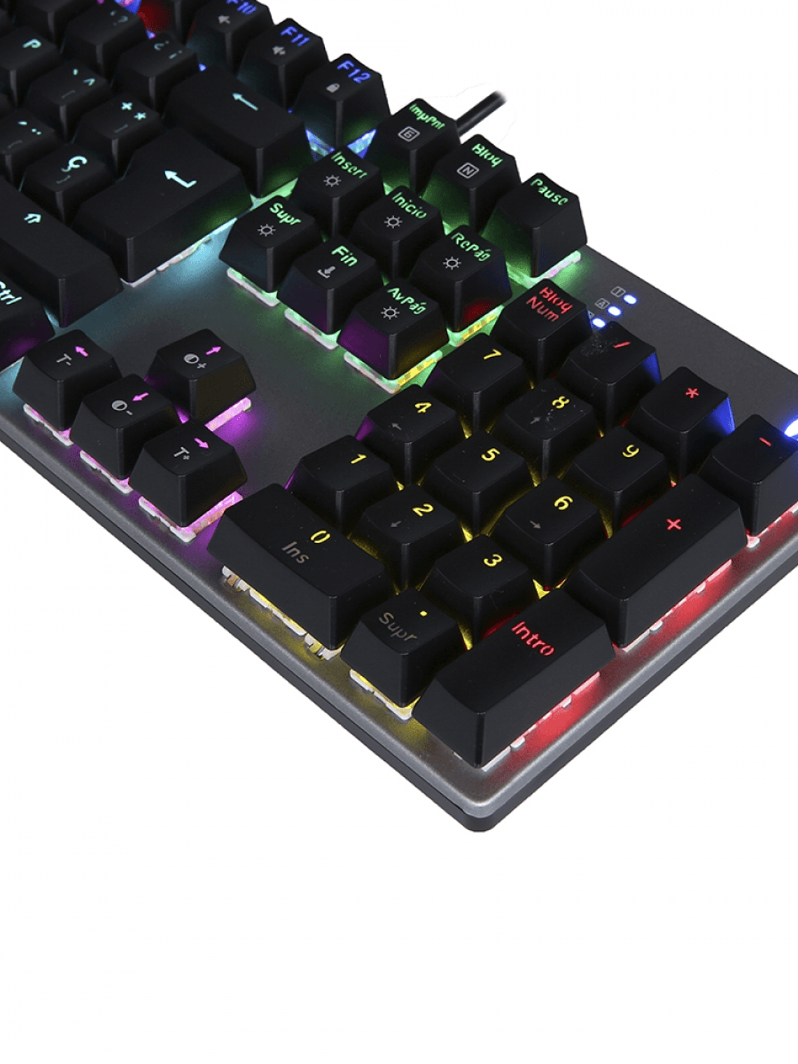 Teclado Mecánico Gamer HP GK400F 106 Teclas Retroiluminación LED Arcoíris Plateado USB 3