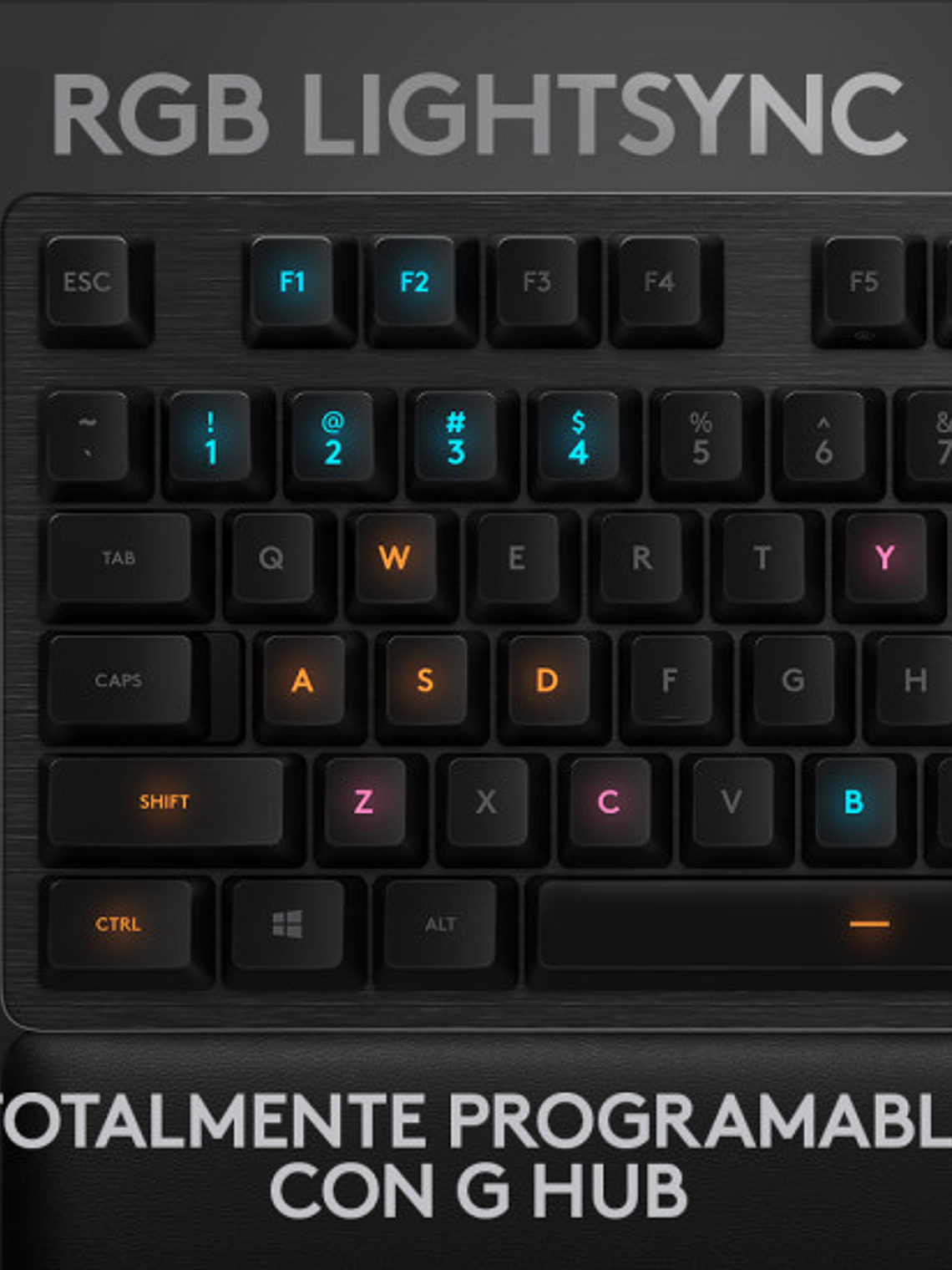 Teclado Mecánico Gamer Logitech G513 Carbon RGB GX Blue Aluminio con Reposamanos USB 7