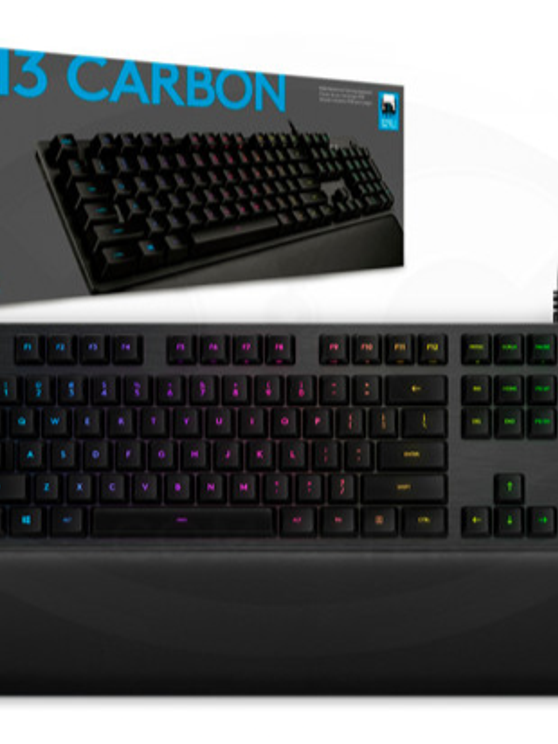 Teclado Mecánico Gamer Logitech G513 Carbon RGB GX Blue Aluminio con Reposamanos USB 4