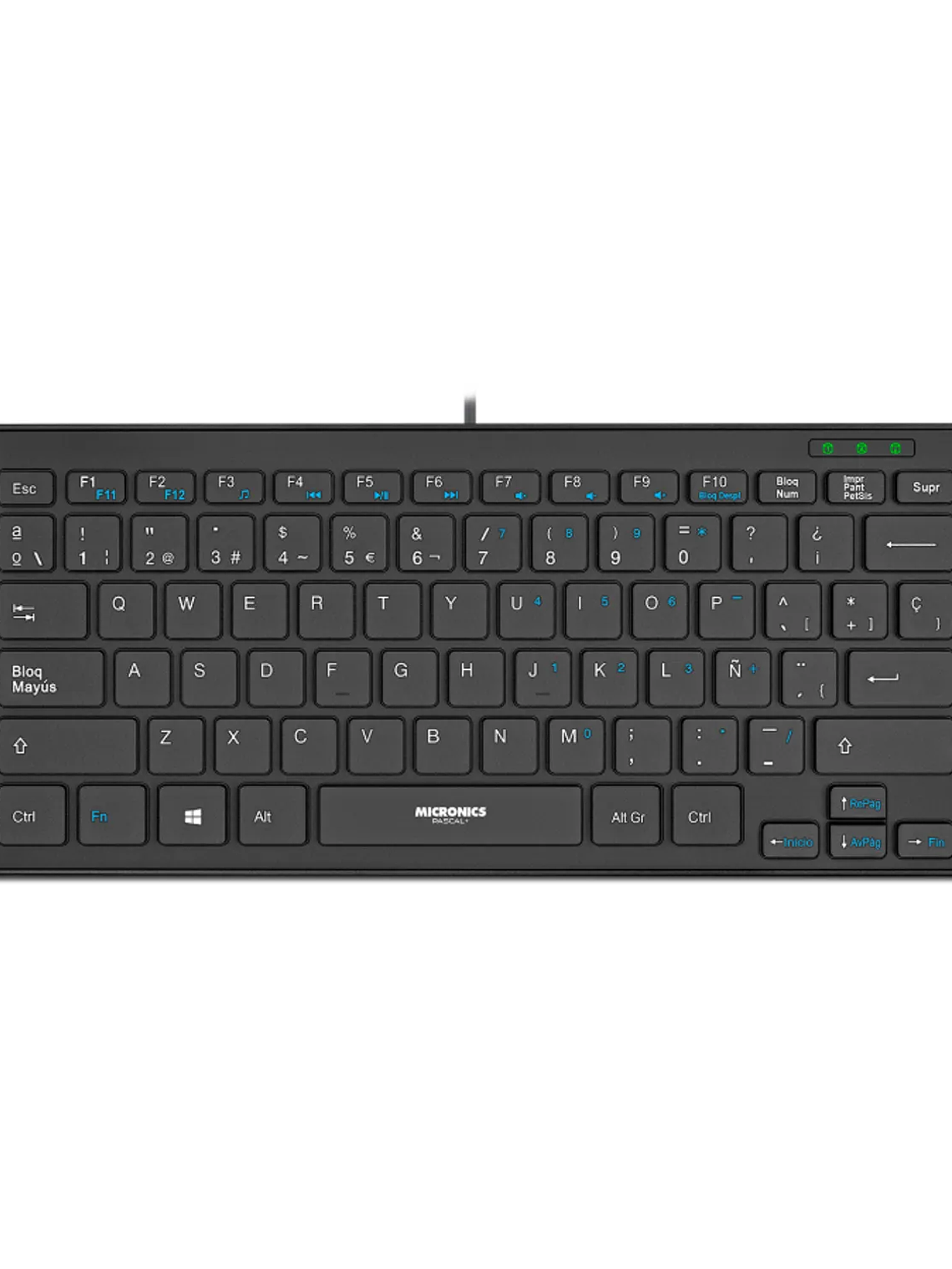 Teclado Multimedia Pascal+ Slim MIC K500 USB Micronics – Teclas Tipo Chocolate, Funciones Multimedia, Español / Internacional 1