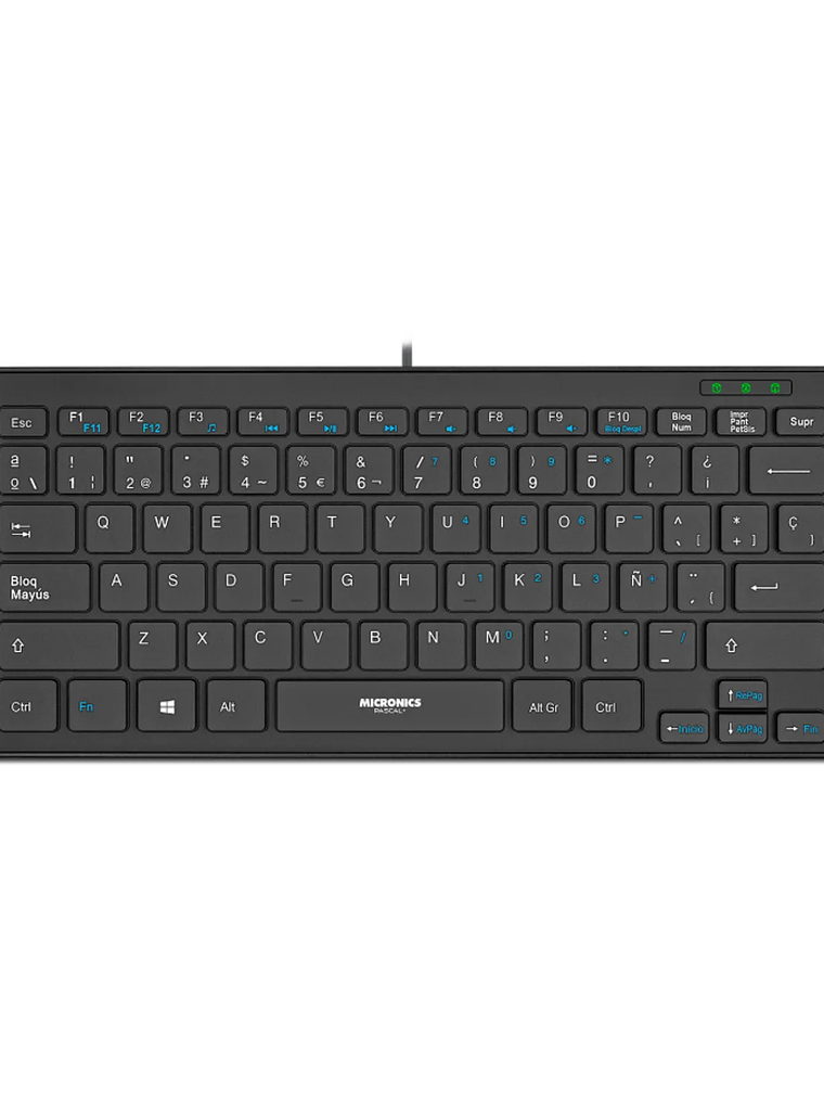 Teclado Multimedia Pascal+ Slim MIC K500 USB Micronics – Teclas Tipo Chocolate, Funciones Multimedia, Español / Internacional 1