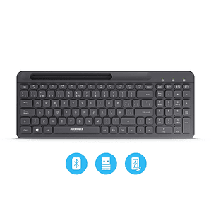 Teclado Micronics Shelby MIC K605-3M Bluetooth Inalámbrico Recargable – Teclas Tipo Chocolate, Funciones Multimedia, USB-C, Español