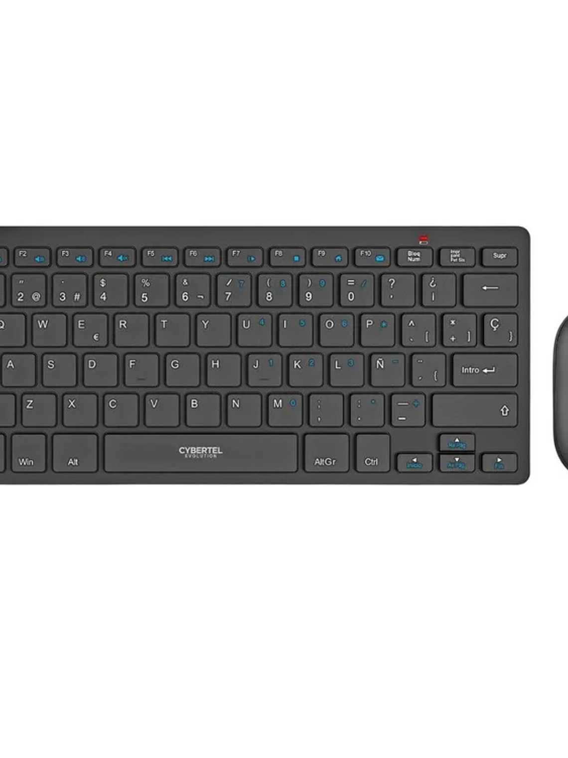 Kit Inalámbrico Teclado y Mouse Cybertel Evolution CYB WT801 Negro 2.4GHz USB Compacto 78 Teclas 1000 DPI Español 1