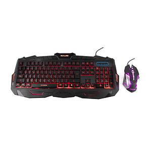 Kit Gamer Teclado y Mouse Halion Draco HA-518C Retroiluminado 3 Colores USB 3200 DPI 6 Botones