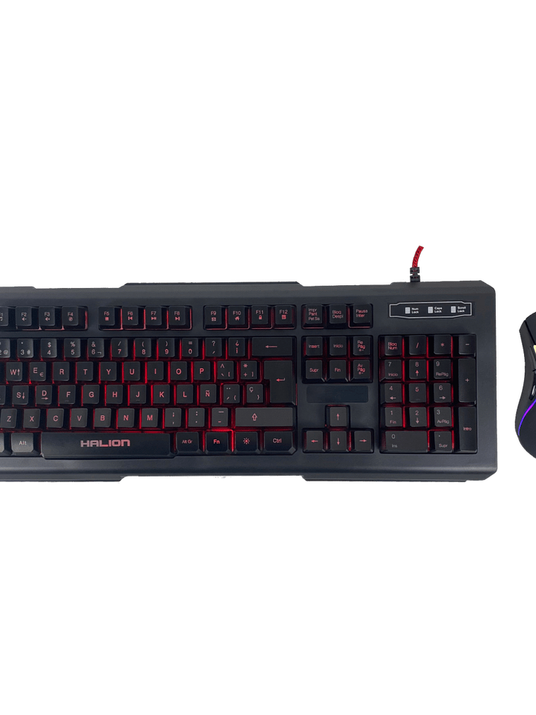 Kit Gamer Halion Mirage HA-810C Teclado Membrana + Mouse USB 7 Botones 7200 DPI Negro Compatible Windows 1