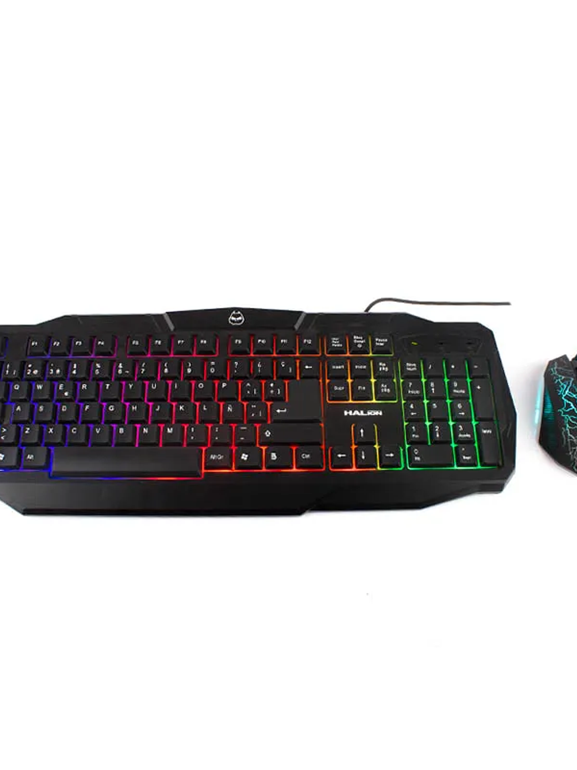 Kit Gamer Halion Rainbow HA-805C Teclado Retroiluminado + Mouse USB 3200 DPI 3 Colores Negro 1