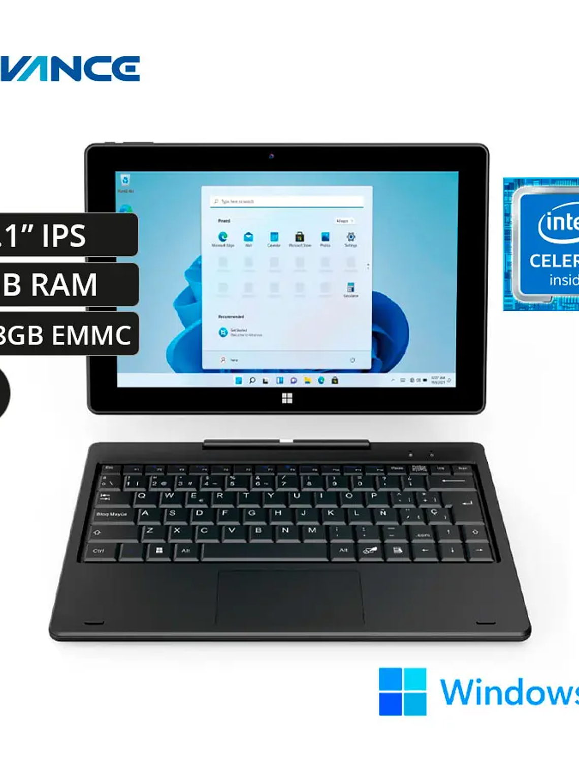 Laptop Advance CN4058 10.1” Táctil IPS Celeron N4020 8GB RAM 128GB eMMC Windows 11 1