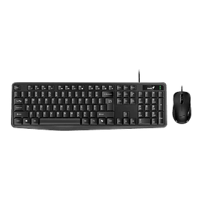 Genius KM-170 Combo Teclado y Mouse Alámbrico USB con Tecla Copilot 1200 DPI Compatible Windows 11 Negro