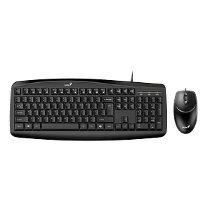 Genius Smart KM-200 Combo Teclado y Mouse Óptico Alámbrico USB 1000 DPI Resistente a Derrames Negro