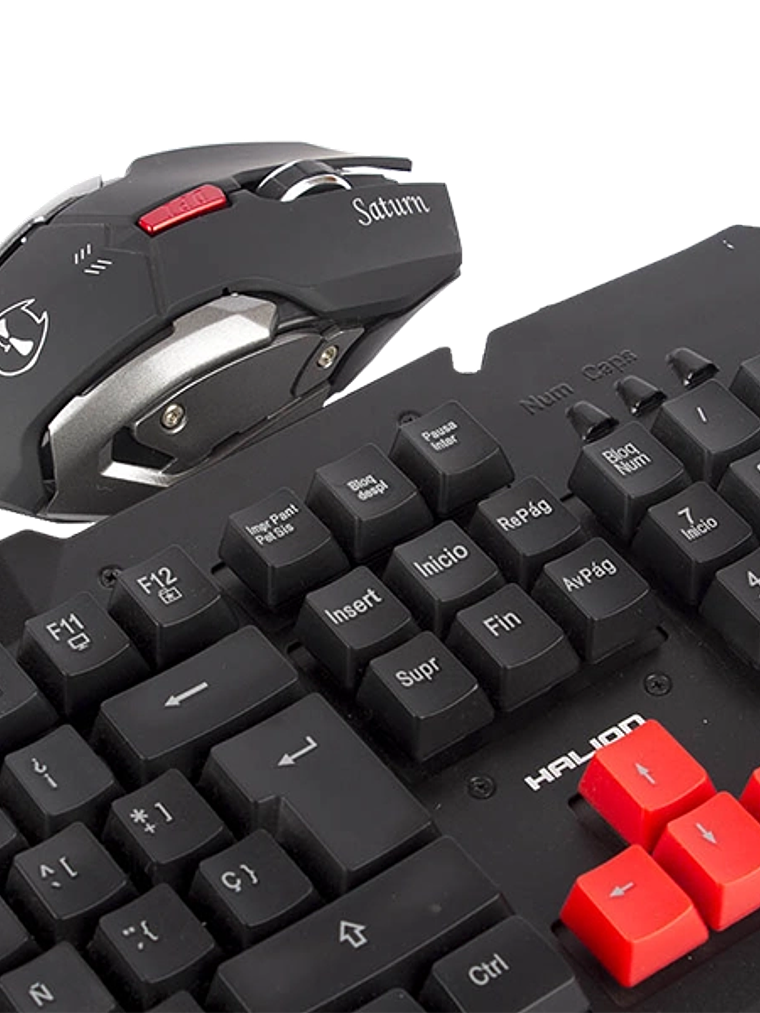 Kit Gamer Inalámbrico Halion Saturno HA-KW509C – Teclado Multimedia + Mouse Óptico Inalámbrico de Alta Precisión 4