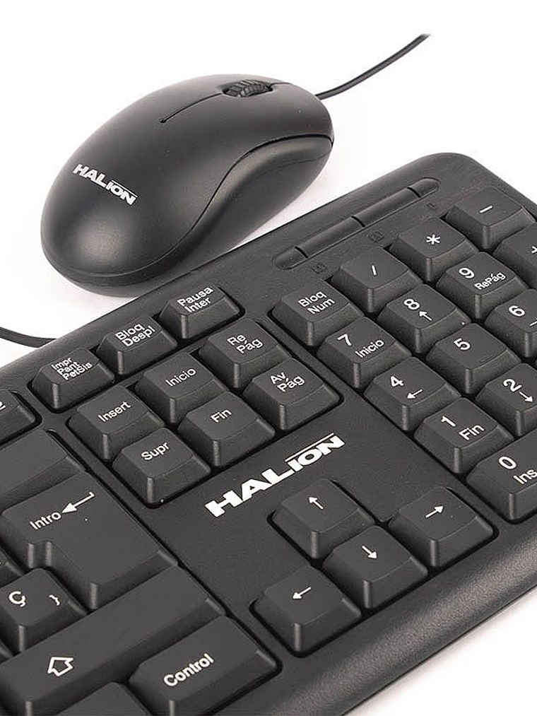 Kit Teclado Standard y Mouse USB Halion HA-K420C 105 Teclas + Mouse 800 DPI Compatible Windows Mac Android 4