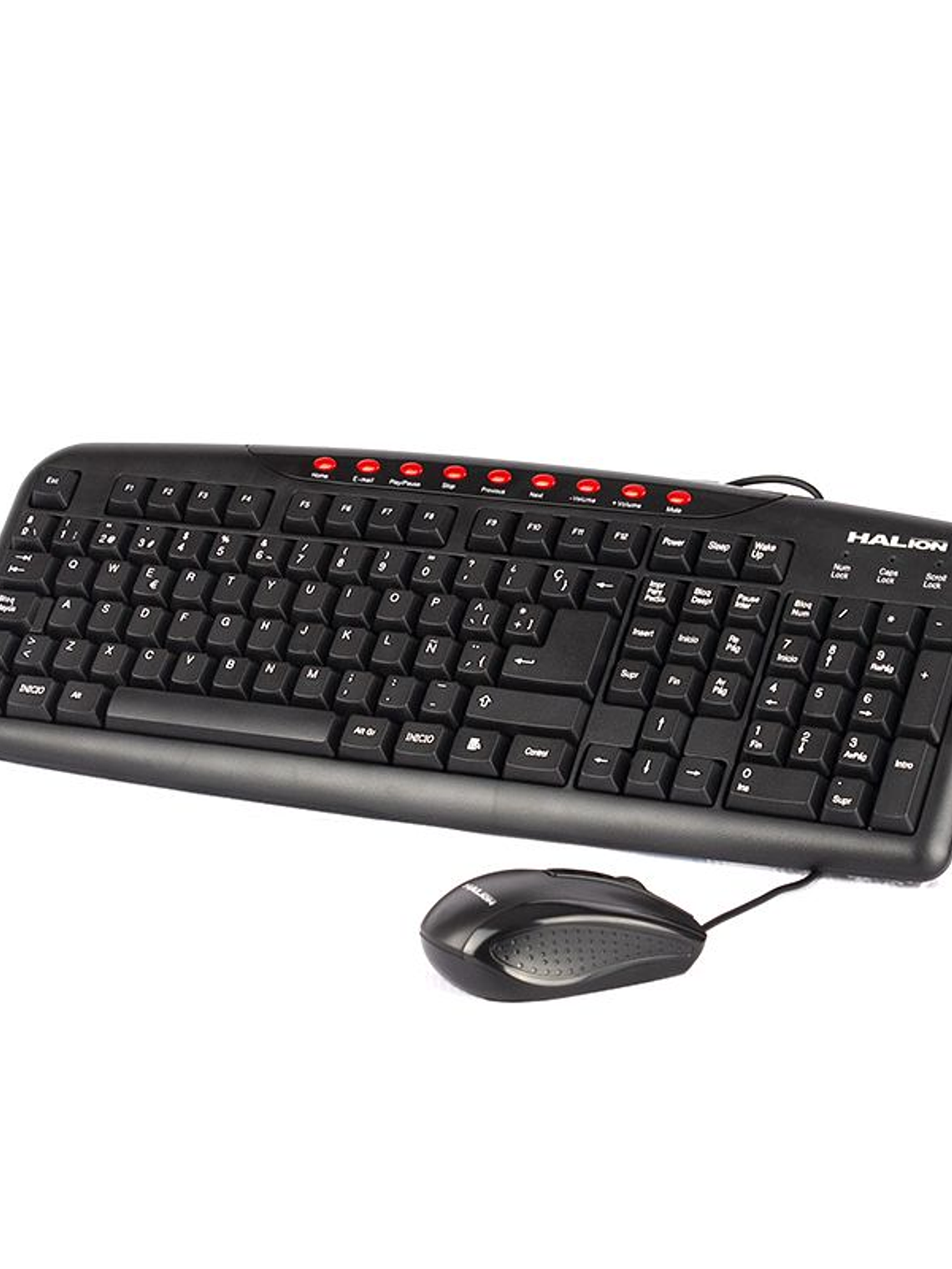 Kit Teclado Multimedia y Mouse USB Halion KM-2011 + MO-040 Office 105 Teclas + Mouse 1200 DPI Compatible Windows Mac Android 2