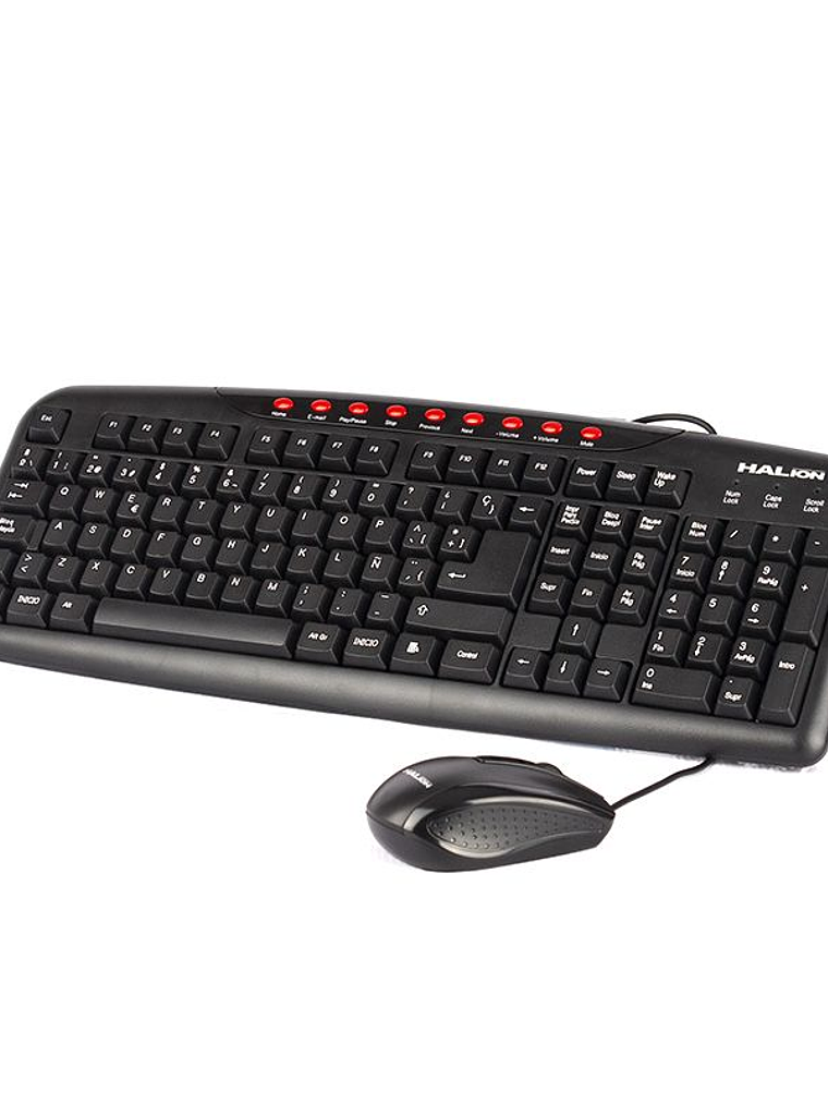 Kit Teclado Multimedia y Mouse USB Halion KM-2011 + MO-040 Office 105 Teclas + Mouse 1200 DPI Compatible Windows Mac Android 2