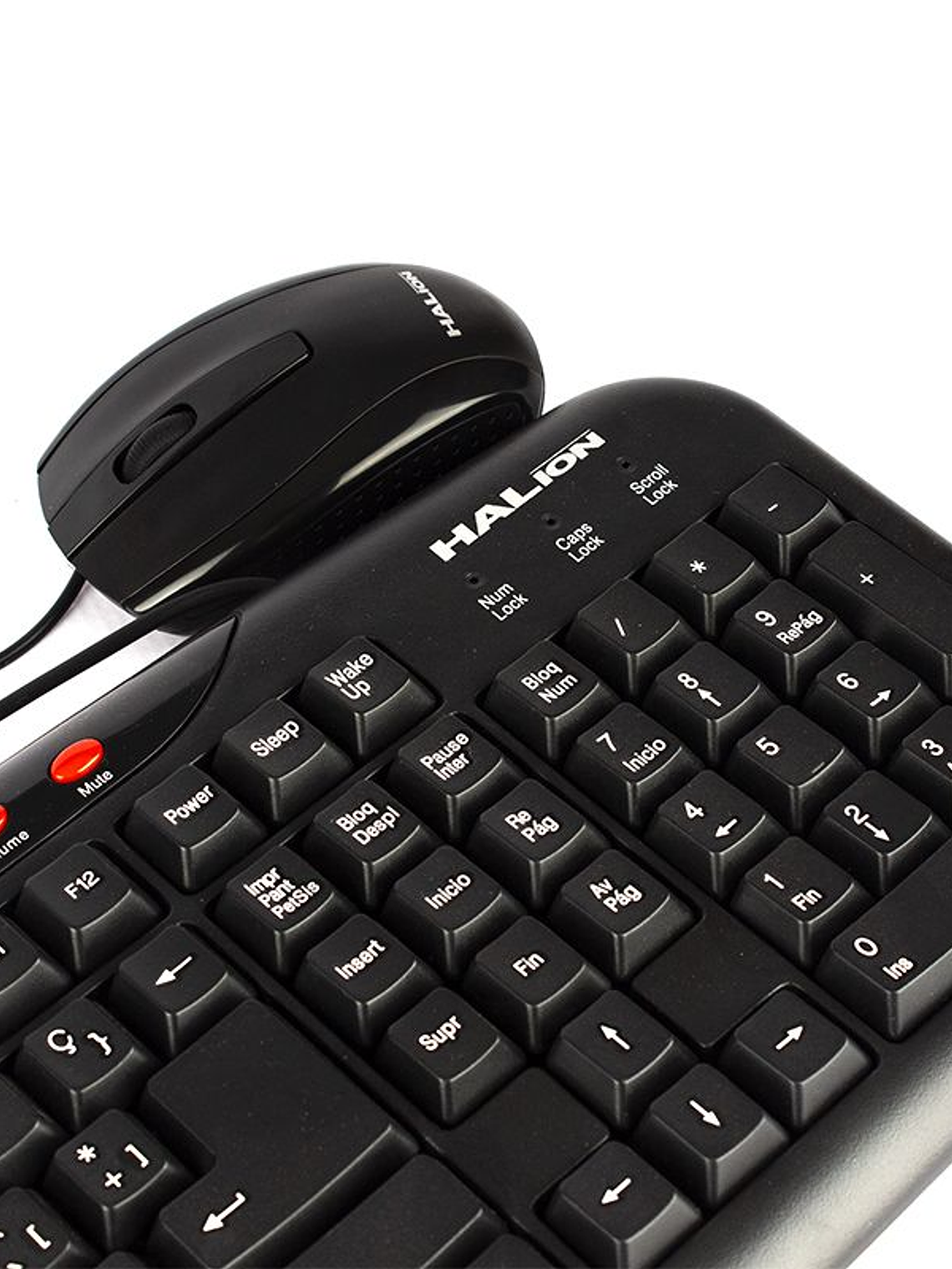 Kit Teclado Multimedia y Mouse USB Halion KM-2011 + MO-040 Office 105 Teclas + Mouse 1200 DPI Compatible Windows Mac Android 4