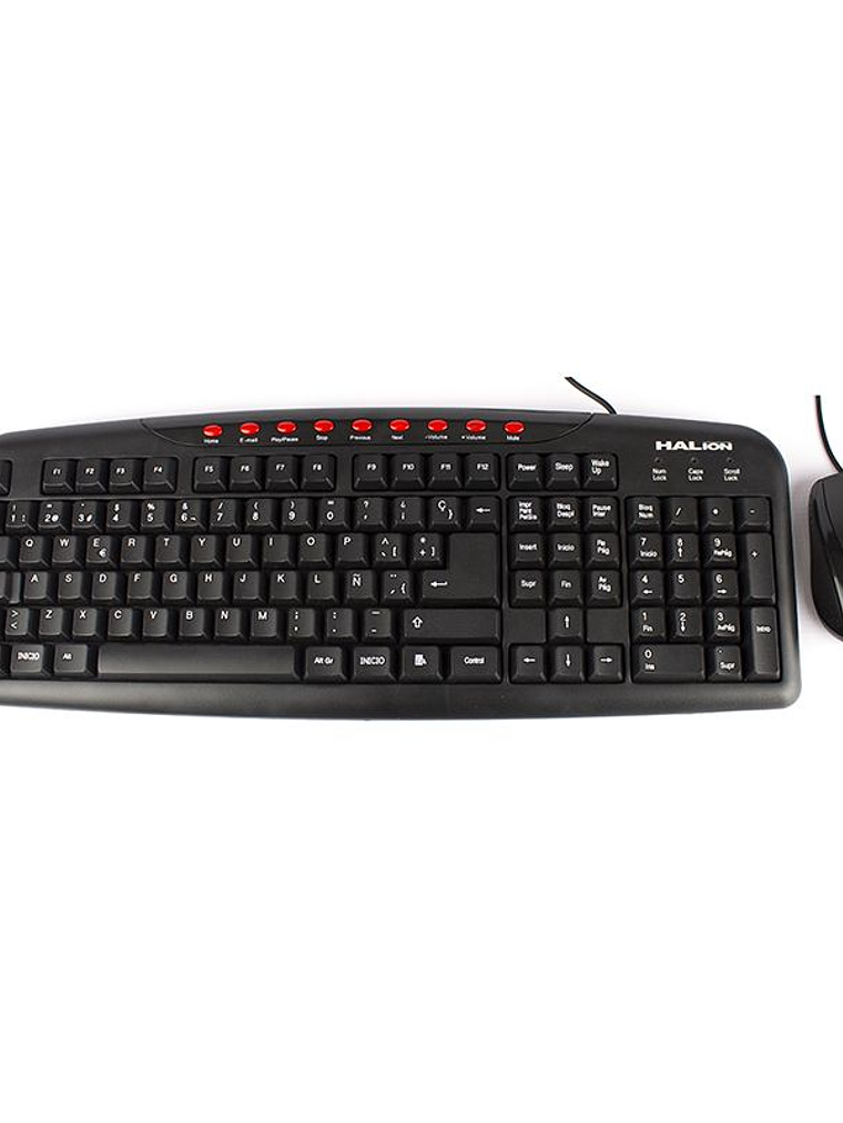 Kit Teclado Multimedia y Mouse USB Halion KM-2011 + MO-040 Office 105 Teclas + Mouse 1200 DPI Compatible Windows Mac Android 1