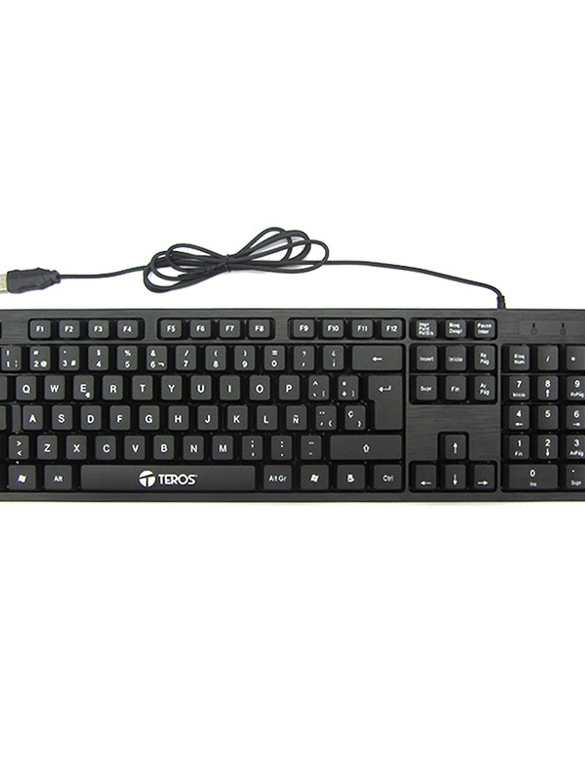 Kit Teclado y Mouse Teros TE-D8700 USB Negro Español con Mouse Óptico 1000 DPI 2
