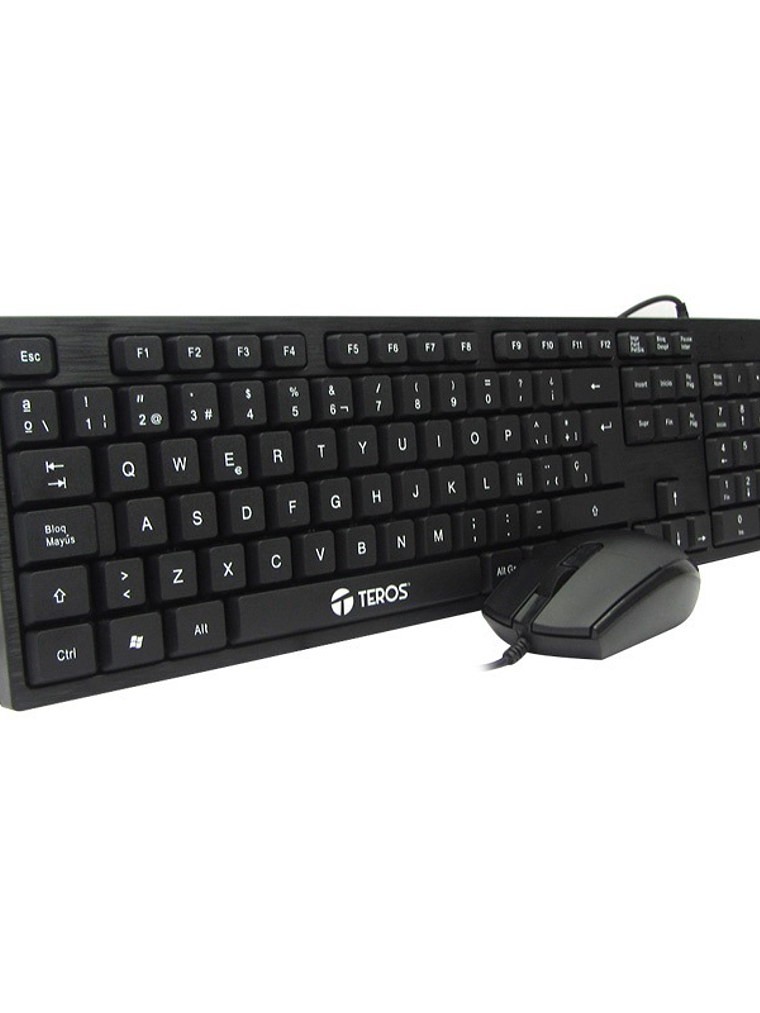 Kit Teclado y Mouse Teros TE-D8700 USB Negro Español con Mouse Óptico 1000 DPI 3