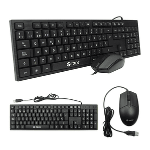 Kit Teclado y Mouse Teros TE-D8700 USB Negro Español con Mouse Óptico 1000 DPI