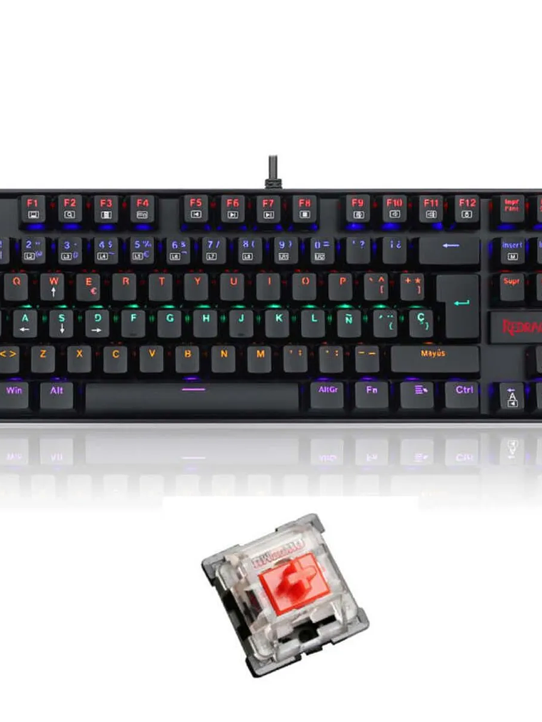 Redragon Kumara K552-KR Rainbow Teclado Mecánico Gamer TKL con Switches Rojos y Iluminación RGB 1